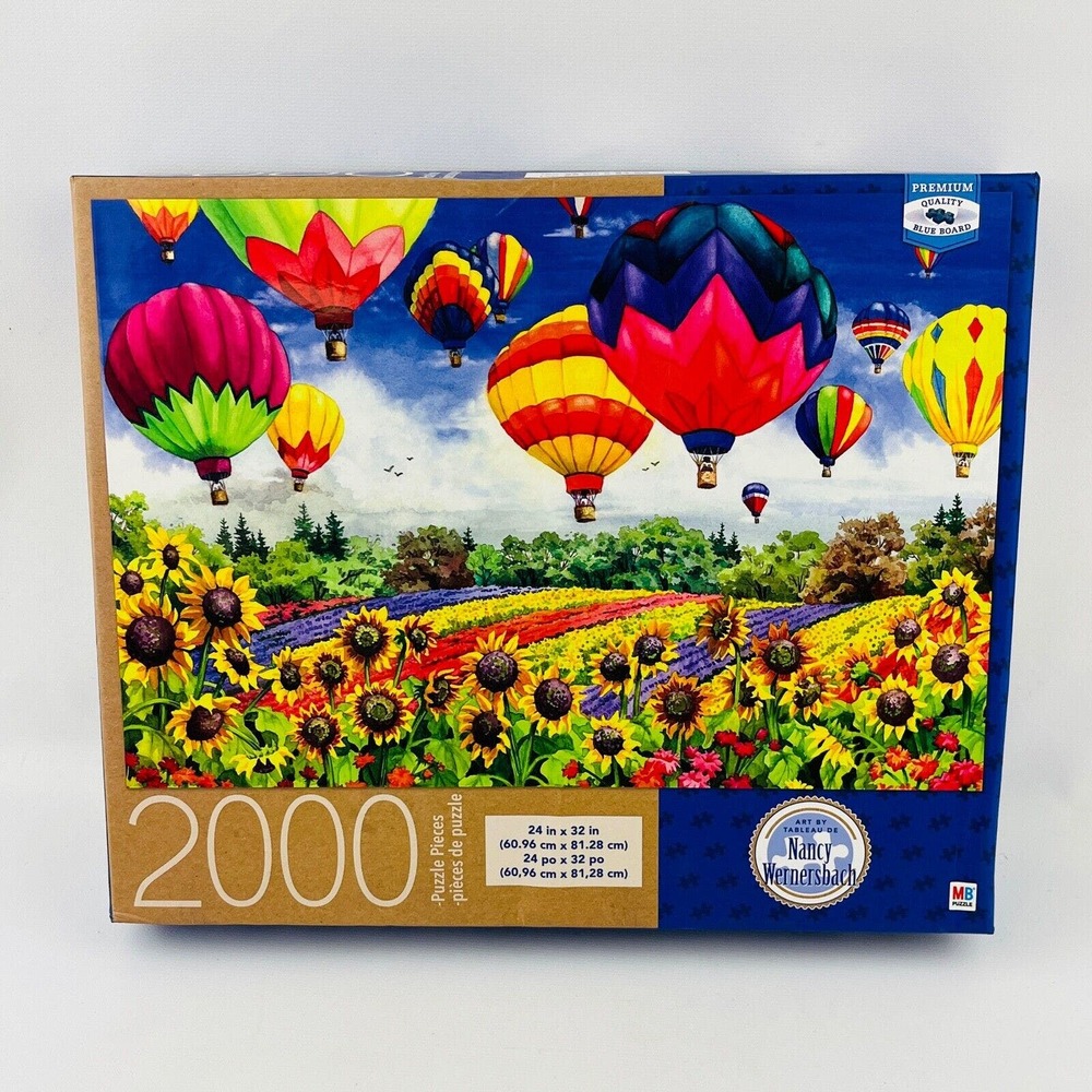 Flying Colors 2000 Piece Jigsaw‎ Puzzle 24x32 Hot Air Balloons Sunflowers Hasbro